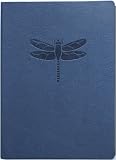Blue Embossed Dragonfly Leather Journal - Lined