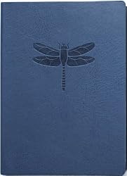 Blue Embossed Dragonfly Leather Journal - Lined