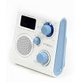 Aquabourne FM Bath / Shower Radio, can be used as an MP3 speaker. Built in stand can also reversed for use as a hook - Blue