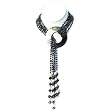 HinsonGayle "Cleopatra" Black Six-Strand Pearl Lariat Necklace 35 Inches