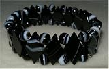 Black Sardonyx Bracelet; 6mm Rounds and Rhombus Shaped Beads