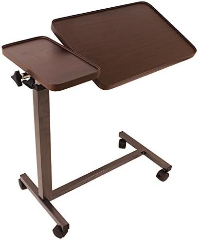 Healbug Deluxe Tiltable Overbed Table w/tray easily adjusts higher or lower