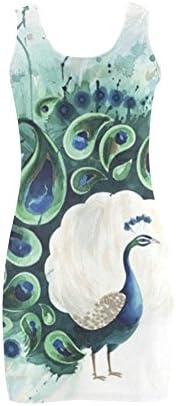 Abbie Miller Peacock Pattern Women's Polyester Vest Dress White