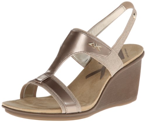 Anne Klein Sport Women's Eaden Fabric Wedge Sandal,Black,10 M US
