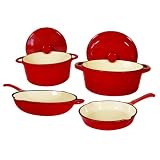 FancyCook 6-Piece Enamel Cast Iron Red Cookware Set
