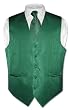 Men's Dress Vest & NeckTie Emerald Green Striped Vertical Stripes Design Set for Suit or Tuxedo
