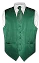 Men's Dress Vest & NeckTie Emerald Green Striped Vertical Stripes Design Set for Suit or Tuxedo