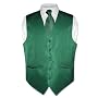 Men's Dress Vest & NeckTie Emerald Green Striped Vertical Stripes Design Set for Suit or Tuxedo