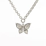 14k White Gold Diamond Butterfly Anklet