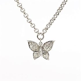 14k White Gold Diamond Butterfly Anklet by CoolStyles.com