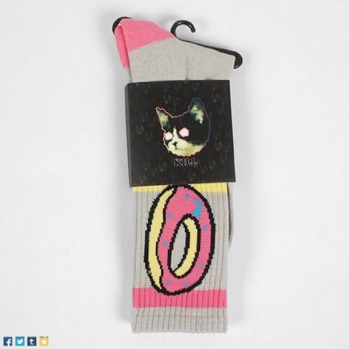Grey Odd Future OFWGKTA Trippy DONUT Crew Socks--Ship from USA