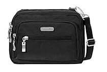 Baggallini Triple Zip Crossbody Travel Bag, Black, One Size
