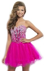 Beaded Lace Crystals Applique Crystal Short Chiffon/Taffeta/Tulle Bridesmaid Dress 