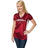 NFL Women's Arizona Cardinals Draft Me IV Short Sleeve V-Neck Synthetic Tee (Bright Garnet/White, XX-Large)