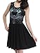 ELLAZHU Women Black Cat Printing Sleeveless Long Top Dress Shirt HG23