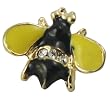 Tiny Bumble Bee Accent Pin Brooch - Gold Finish & Crystal Accents