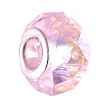 Pandora Style Charm Bead (Z237) Faceted Glass (14mm x 9mm) (Fits Troll too) ~ Light Pink AB (Iridescent)