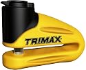 Trimax T665LY Hardened Metal Disc Lock - Yellow 10mm Pin (Long Throat) with Pouch & Reminder Cable