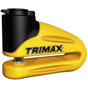 Trimax-T665LY-Hardened-Metal-Disc-Lock-Yellow-10mm-Pin-Long-Throat-with-Pouch-Reminder-Cable