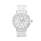 Fossil Women's CE1008 White Ceramic and Stainless Steel Bracelet White Glitz Analog Dial Multifunction Watch