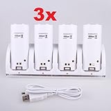 Neewer 3x Wii Remote 4 Port Charging Dock Station+4x Battery Pack