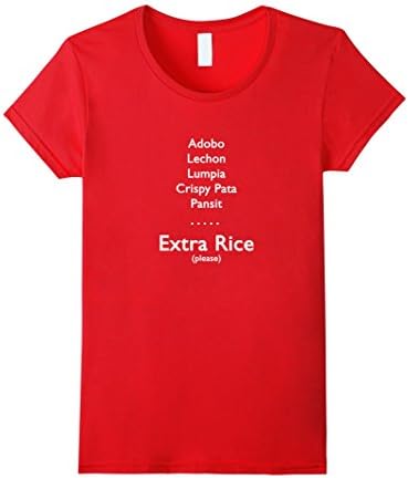 Women's Extra Rice Food Shirt - Funny Filipino Shirt Small Red