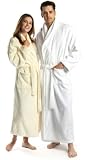 Turkishtowels Mens and Womens Original Terry Shawl Turkish Bathrobe, 100% Combed Pure Turkish Cotton Terry Robe (XS/S, White)