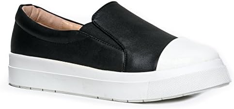 MUCHI Round White Capped Toe Slip On Sneaker
