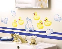 Wallies Duckies & Bubble Kids Decor Bath Cutouts Border