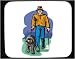 Mouse Pad with man, human, body, help, individuals, blind, individual, persons, newfoundland, dogs, cross, humans, people, person, dog, assist, street
