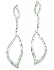 1 Carat 14K White Gold Diamond Leaf Design Post Dangle Earrings