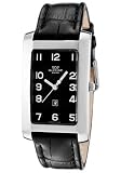 Glycine Rettangolo Men's Black Leather Strap Black Dial Swiss Watch 3808-19AT-LB9