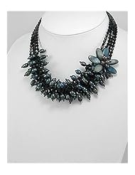 Flower Onyx Necklace In Sterling Silver