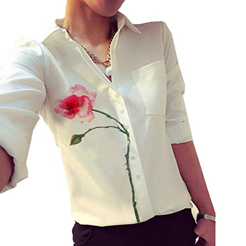 Zeagoo Women's Long Sleeve Vintage Floral Top OL Blouse Wear to Work Shirt