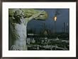 A Crucifixion Statue in Holy Rosary Cemetery Overlooks Petrochemical Plants Framed Photographic Poster Print by Joel Sartore, 29x21