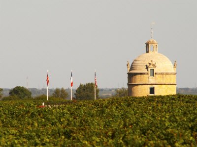 Tower and Flags of Chateau Latour Vineyard in Pauillac, France Photographic Poster Print by Per Karlsson, 18x24