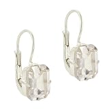 Large Sterling Silver Diamond cz Lever Back Earrings