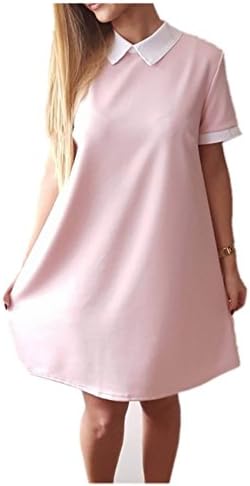 ZHU Summer New Girls Fashion Casual Short Sleeve Party Cocktail Beach Mini Dress Size 2 US Pink