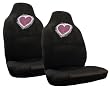 Sweet Heart Red Gem Crystals Studded Rhinestone Bucket Seat Covers - Pair