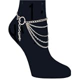 5 Row Chain Anklet, Medium In Silver