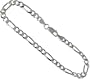 Sterling Silver 5.5 mm (3/16 inch) figaro Chain Bracelet NICKEL FREE, 8 in.