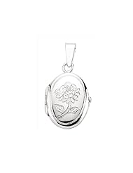 Sterling Silver Engraved Oval Locket with 18 inch chain - S00425 - 22mm x 16mm