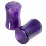 Pair Amethyst Double Flared Stone Plugs 3mm 8 Gauge