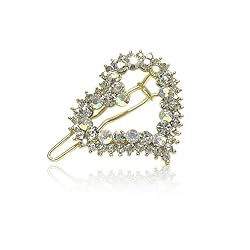 Goldtone Heart Crystal Hair Accessory Barette Clip Fashion