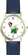 Red and Yellow Rose Flowers - WATCHBUDDY&reg; DELUXE TWO-TONE THEME WATCH - Arabic Numbers - Blue Leather Strap-Women's Size-Small