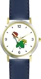 41k1e4LvSQL. SL160  Red and Yellow Rose Flowers   WATCHBUDDY® DELUXE TWO TONE THEME WATCH   Arabic Numbers   Blue Leather Strap Womens Size Small