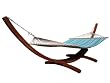 Wooden Arc Hammock Stand, New + Quilted Double Hammock, Double Padded. Teak Finish