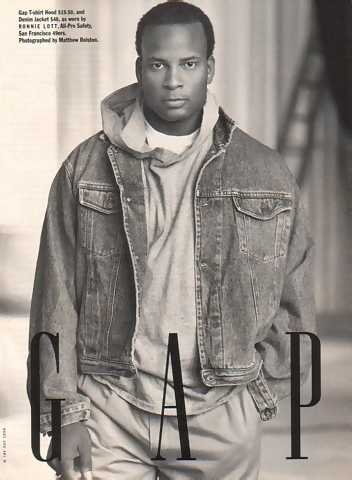 1990 Ronnie Lott Photo San Fracisco 49ers GAP Print Ad (14565)