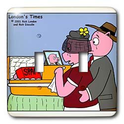 Londons Times Funny Animals Cartoons - Pig Funeral - SPAM - Light Switch Covers - double toggle switch