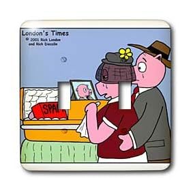 Rich Diesslins Funny Animals Cartoons - Pig Funeral - SPAM - Light Switch Covers - double toggle switch